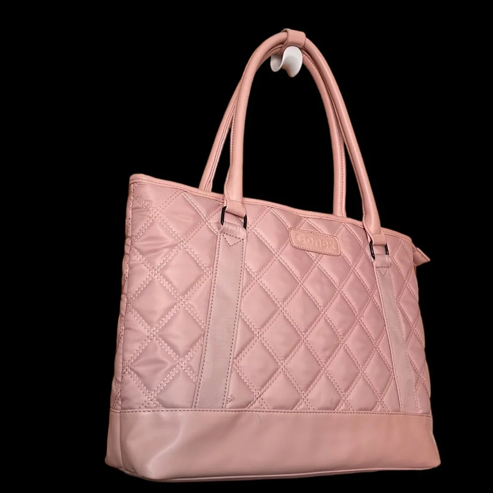 Gonex Quilted Nylon and Faux Leather Pink Carry All Baby Bag